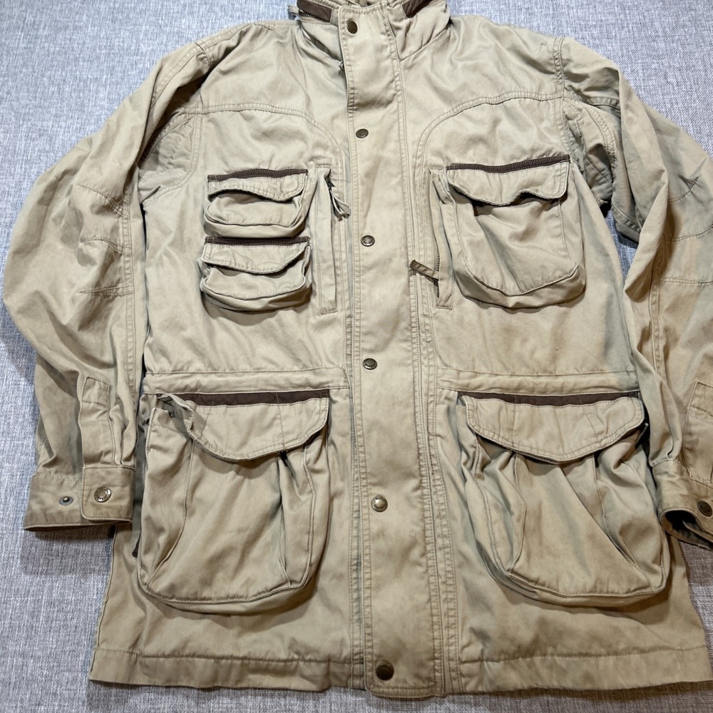 VTG Cabela's Medium Khaki Utility Jacket Outdoor Gear Military Hunting Fishing - Picture 2 of 15